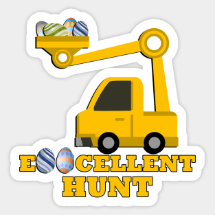 Easter Design for Kids Boys & Girls Easter Cards, Bags & Gifts Eggcellent Hunt Funny Design Truck Gift Sticker